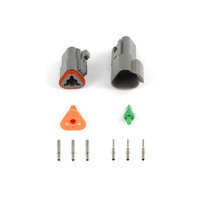 Plug and Pins Only - Matching Set of Deutsch DT-3 Connectors (DT06-3S + DT04-3P) - (13 Amp)