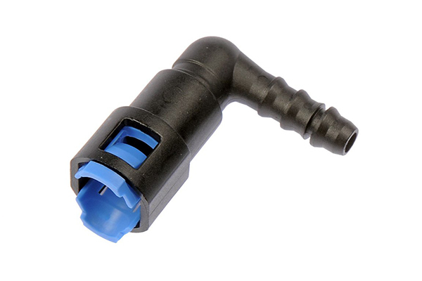 Radium 3/8" SAE Female EFI Quick Connect to 5/16" Barb 90 Degree Fitting (8mm)