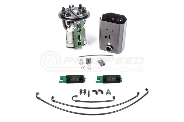 Radium Fuel Pump Hanger w/Plumbing Kit & AEM 50-1200 Pumps - Subaru STI VAB 15-21
