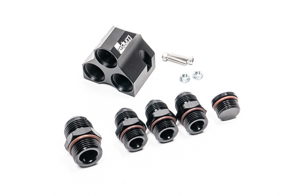 Radium Distribution Block 3 x 10AN ORB to 1 x 12AN ORB w/Fittings