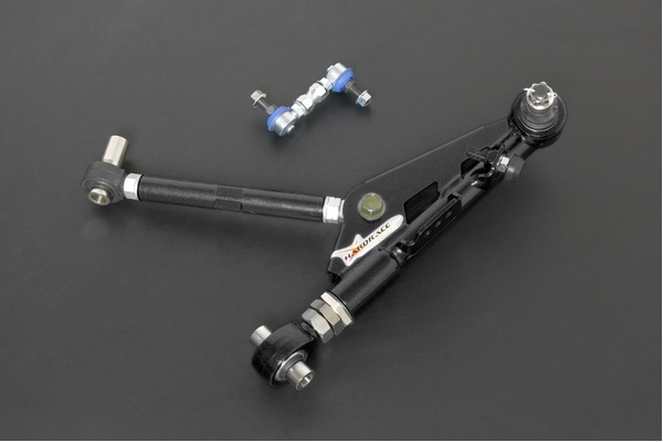 PILLOW BALL V2 FRONT ADJUSTABLE LOWER CONTROL ARM W/ SWAY BAR LINK BLACK NISSAN SILVIA 200SX S14/S15, SKYLINE R32 GTS-T