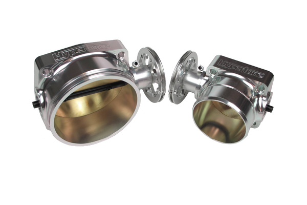 Hypertune Universal Billet Throttle Body - 73mm Clockwise Hose Tail Black