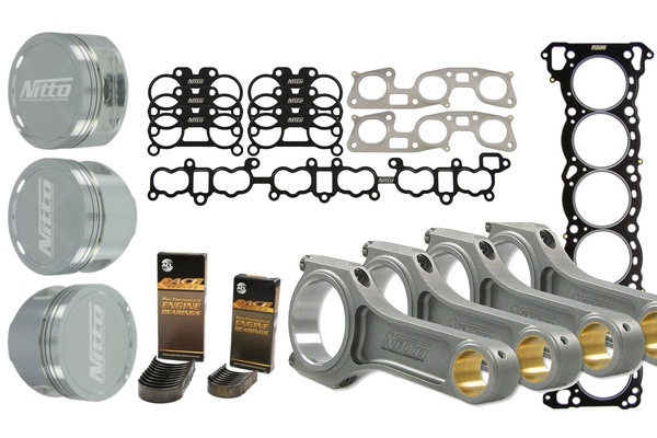 Nitto Rebuild Kit - Nissan RB26 - 86.5mm Bore, H-Beam Rods with ARP2000 Bolts, 1.2mm Headgasket & Standard Size Bearings