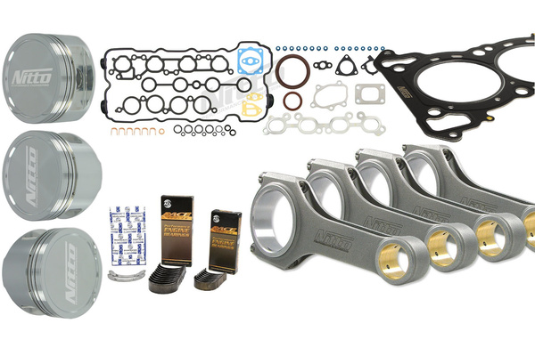 Nitto Rebuild Kit - Nissan SR20 - 86.5mm Bore, H-Beam Rods with ARP2000 Bolts, 1.2mm Headgasket & Standard Size Bearings