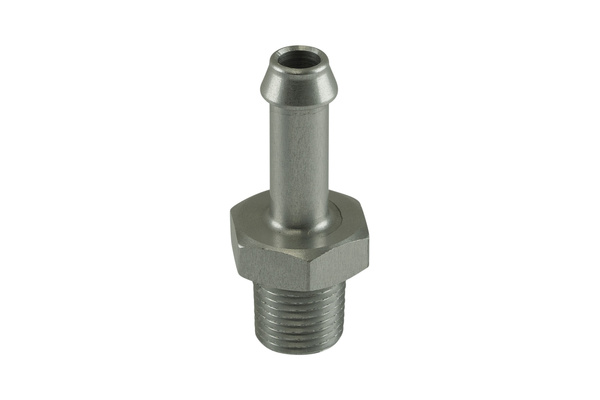 Fitting 6mm / 1/4" Hose End to 1/8 NPT Male Straight - Silver