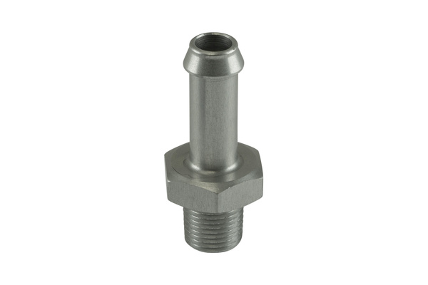 Fitting 8mm / 5/16" Hose End to 1/8 NPT Male Straight - Silver